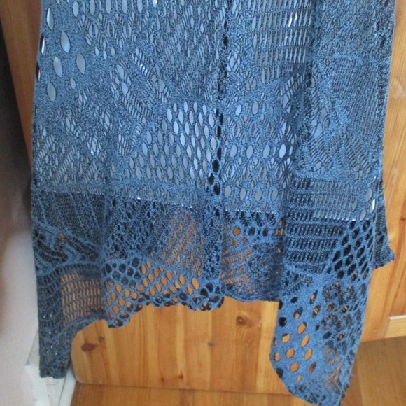 Boho Chic Navy Blue Macrame Vest NEW One Size Very Generous - Picture 8 of 10